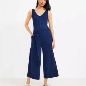 Women's Size XSP Lou and Grey Navy Blue Tank Wide Leg Crop Tie WaistJumpsuit NWT